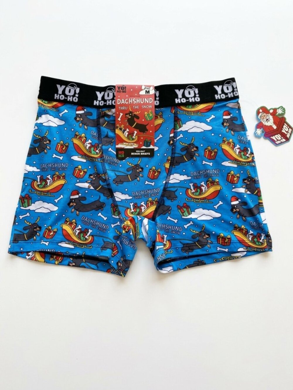 Main And Local -  "Dachshund Thru The Snow" Holiday Boxer Briefs - Medium